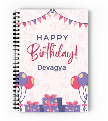 GIFTUATION Devagya Happy Birthday Notebook / Gift for Birthday A5 Diary Unruled 140 Pages(Pink)