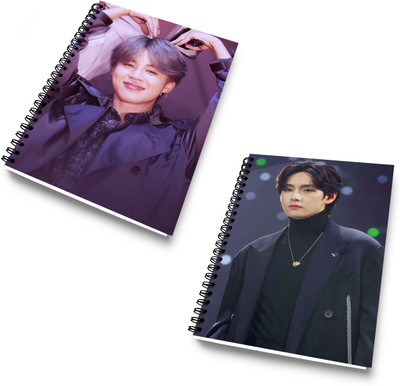 DI-KRAFT Diary Combo Pack | Printed Diary combo Pack | BTS New Collection A5 Diary Unruled 120 Pages(Purple and Light Blue, Pack of 2)