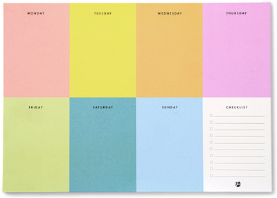 7mm Between the Lines Colourblock Weekly Desk Pad | To Do List A4 Desk Planner Undated 60 Pages(Multicolor)