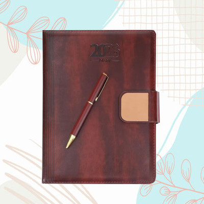 Scribelle Diary 2026 Metal Loop Closure Month-Cut Design B5 Diary 70 GSM Paper Stylish Layout, and Multi-purpose Usability 324 Pages(Brown)