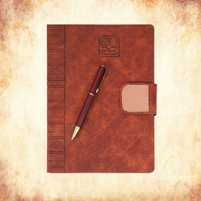 Scribelle Premium PU Leather Diary 2026 365 Days B5 Diary 70 GSM Elegant Journaling Diary Office,Corporate,Stationery 365 Pages(Brown)