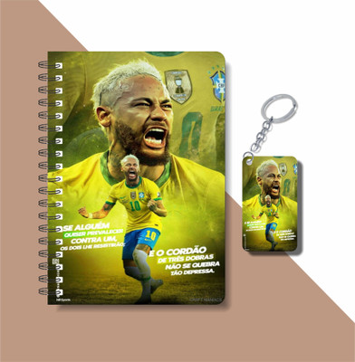 craft maniacs 2023 NEYMAR JR DIARY + KEYCHAIN A5 Notebook RULED 160 Pages(Multicolor)