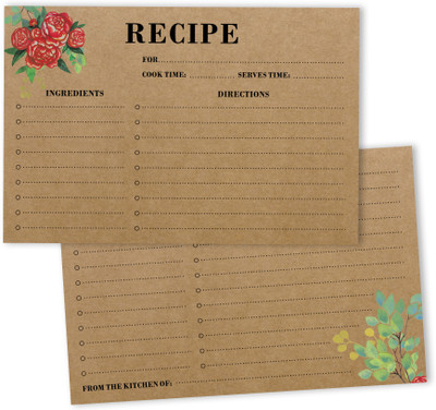Inkdotpot Recipe Card Regular Planner Unruled 50 Pages(Brown, Pack of 50)