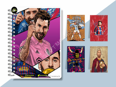 craft maniacs FOOTBALLER DIARY & 4 MAGNETIC BOOKMARKS A5 Notebook RULED 120 Pages(Multicolor)