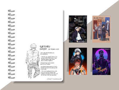 craft maniacs ANIME DIARY & 4 MAGNETIC BOOKMARKS A5 Diary RULED 160 Pages(Multicolor)