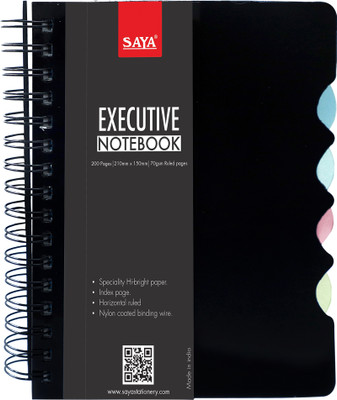 saya 5 Subject Premium Notebook | Single Ruled, Perforated Pages, 70 GSM A5 Notebook Ruled Line 192 Pages(Black)