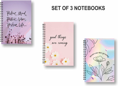 ROT RIX combo of 3 Notebooks A5 Diary Unruled 144 Pages(Multicolor, Pack of 3)
