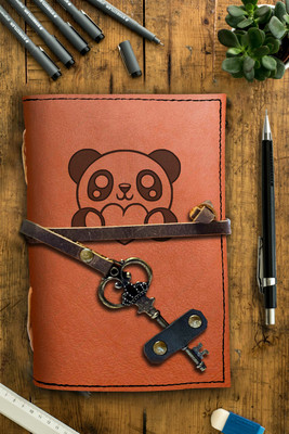 DI-KRAFT Handmade Classic Design Leather-Printed Leather A6 Diary Unruled 200 Pages(Brown 20)