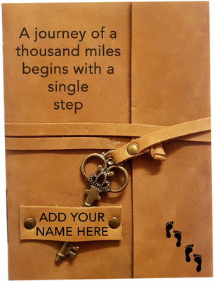 DI-KRAFT Leather Diary with key lock A5 Diary Unruled 200 Pages(Light brown)