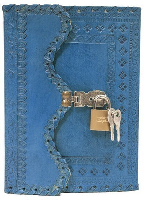 Anshika International handmade leather lock n key diary A5 Diary no 100 Pages(Crusk ocean blue)