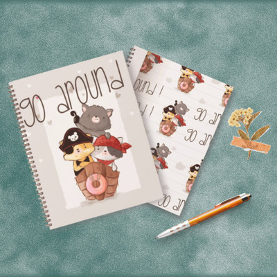 PufferCraft Scrapbooking & Journaling A5 Notebook Ruled 200 Pages(White, Brown, Pack of 2)