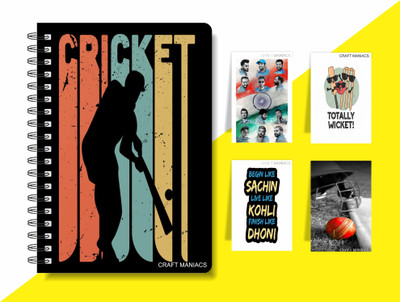 craft maniacs CRICKET 2024 NOTEBOOK COLLECTION A5 Diary RULED 160 Pages(Black)