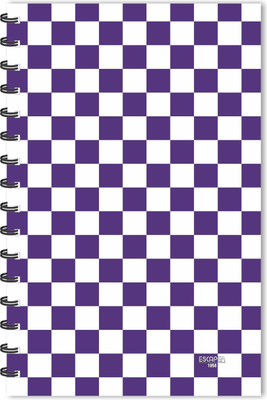 ESCAPER Purple Small Checks Chess Pattern (Ruled - A5 Size - 8.5 x 5.5 inches) Designer Diary A5 Diary Ruled 160 Pages(Multicolor)