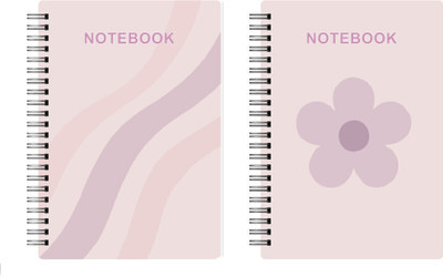 Artable Combo Pack A5 Notebook Ruled 160 Pages(Purple Flower, Purple wave pattern, Pack of 2)