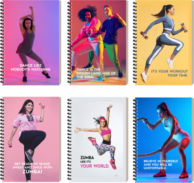 ESCAPER Jumba Dance Fitness Diary, Designer Notepad, Spiral Ruled Notebook A5 Diary Ruled 160 Pages(Jumbo, Pack of 6)