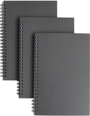 INNAXA 3 Packs Soft Cover Notebook with Lined Paper Black Spiral Notebooks with 100 Ruled Pages 50 Sheets Memo Notepads for Home School Travel A5 Notebook Ruled 100 Pages(Black, Pack of 3)