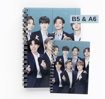 RJPRINTS BTS B5 Notebook Unruled 160 Pages(Blue, Pack of 2)