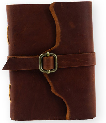 LEATHER VINTAGE medium size buckle leather journal A5 Journal PLAIN 200 Pages(Brown)