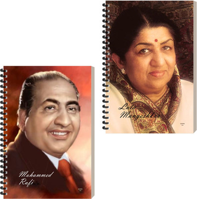 ESCAPER Bollywood Singer Designer Diary, Aesthetic Notepad, Binding Notebook A5 Diary Ruled 160 Pages(Combo- B, Pack of 2)