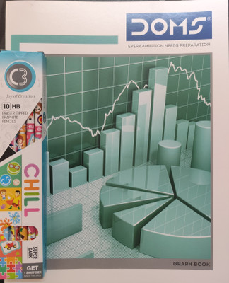DOMS Graph Notebook and 10 HB chill pencils ( contains 2 graph notes + 1 pencil box) Regular Notebook Graph and single line 56 Pages(White) DOMS Graph Notebook and 10 HB chill pencils ( contains 2 graph notes + 1 pencil box) Regular Notebook Graph and single line 56 Pages(White)
