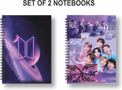 3DS Notebook A5 Diary Ruled 144 Pages(Purple, Pack of 2)