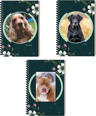 ESCAPER Dog Journal Diary, Ruled Notepad For Writing, Designer Notebook A5 Diary Ruled 160 Pages(Combo-D, Pack of 3)