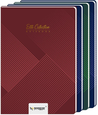 Pragya Elite Collection | Hard Case Notebook A4 Notebook Plain Unruled 200 Pages(Multicolor, Pack of 4)