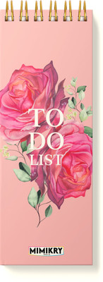 Mimikry To Do List 120 gsm Hard Cover | 3.25 x 9 inches | Regular Desk Planner Ruled 100 Pages(Rosey)