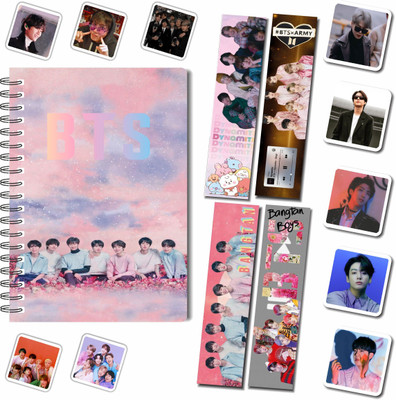 craft maniacs LATEST 2023 FREEBIE COLLECTION A5 Notebook RULED 160 Pages(LATEST 2023 BTS PINK DIARY + FREEBIE BOOKMARKS)