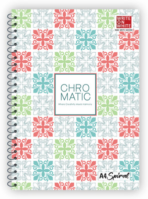 WRITE ON WHITE PREMIUM QUALITY SPIRAL A4 Notebook Rulled 300 Pages(Multicolor)