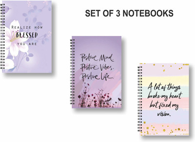 ROT RIX combo of 3 Notebooks A5 Diary Unruled 144 Pages(Purple, Multicolor, Pack of 3)