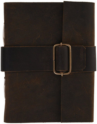 Rjkart Handmade Dark Brown Leather Diary A5 Diary Unruled 200 Pages(Dark brown)