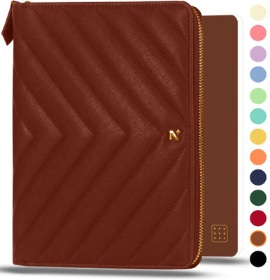NEORAH A5 Notebook SLEEVE with Compendium+Dotgrid JOURNAL| Faux Leather Sleeve+Penloop A5 Organizer ‎Dotted 160 Pages(Brown)