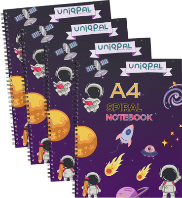 UNIQPAL SET OF 4 A4 Notebook RULED 200 Pages(Multicolor, Pack of 4)