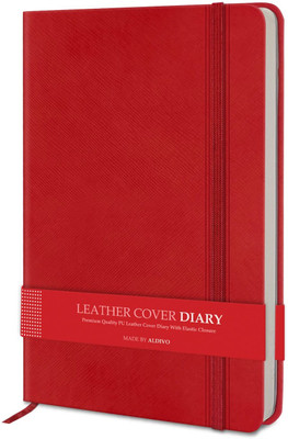 alDivo Texture Leather Cover Executive Journal Notebook Diary with Elastic Lock A5 Diary Ruled 192 Pages(Red)