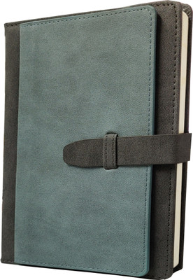 AccuPrints Hard Bound Diary or 5.8 * 8.3 inches Notebook Diary with Belt Lock A5 Diary Ruled 192 Pages(Grey green)