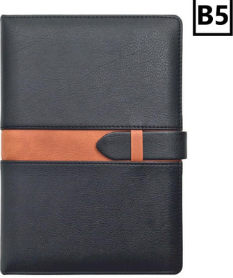 ANUPAM Posh B5 Ruled Journal Notebook 80Gsm Lined Notebook Leather Textured PU Cover B5 Diary Sliding Loop Closure with Pen Loop for Notes Taking & Writing in School & Office 192 Pages(Black)