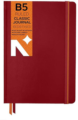 NEORAH - Squared Journal Notebook - 110 GSM - Office Hardcover Notebook - B5 Notebook Single Rule 160 Pages(Red)