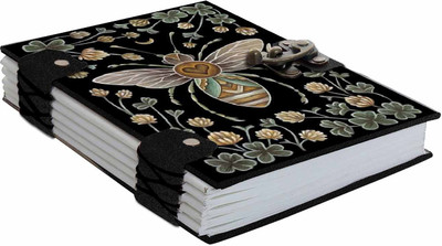 DI-KRAFT Printed Hard Cover Diary | Notebook With Lock Clasp (5*7 Inch, 160 Pages) A5 Diary Unruled 160 Pages(Black-5)