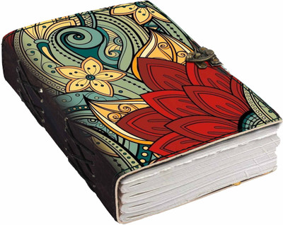 DI-KRAFT Printed Designer leather cover Diary with Lock For Office|Gift|SIZE 5*7 INCHES A5 Diary unruled 200 Pages(multicolor34)