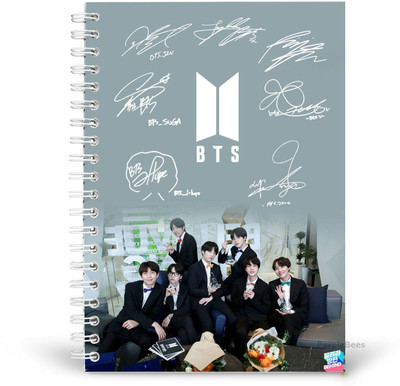 PurpleBees Bts Ot7 With All Signature Black Coat Dinner Diary | Bts Printed Unruled 160 A5 Notebook Plain 150 Pages(Multicolor)