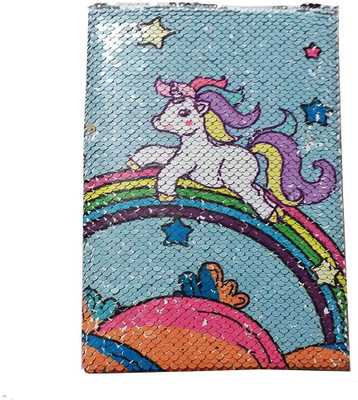 CHARVI INTERNATIONAL Unicorn Sequin Notebook Colour Changing Girls Diary A5 Diary unrulled 180 Pages(Multicolor)