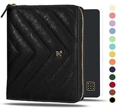NEORAH A6Notebook SLEEVE with Compendium+Dotgrid JOURNAL|Faux Leather Sleeve+Penloop A6 Organizer DOTGRID 160 Pages(Black)