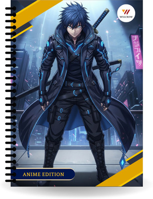 Wulcrow Premium Notebook | ANIME EDITION A | A5 Notebook UNRULED 140 Pages(Black)