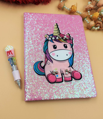 Paper Bear Unicorn A4 Diary ruled 70 Pages(Pink, Pack of 2)