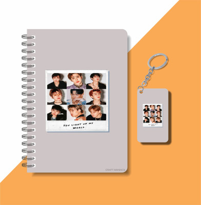 craft maniacs 2023 KPOP EXO DIARY + KEYCHAIN A5 Notebook RULED 160 Pages(Multicolor)