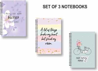 ROT RIX combo of 3 Notebooks A5 Diary Unruled 144 Pages(Green, Multicolor, Pack of 3)