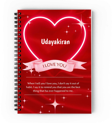 GIFTUATION Love Udayakiran /spiral diary & gift for couples A5 Diary Unruled 140 Pages(Red)