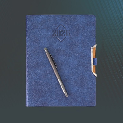 Scribelle Diary 2026 B5 Single Rule B5 Diary Month Cut Design, 70 GSM Paper,Hardcover With Pen 365 Pages(Blue)