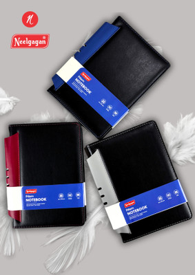 NEELGAGAN Prism Notebook A5 Laterite Material Round Corner with Pen Holder A5 Notebook P-3 (14.8 cm x 21.0 cm) Ruled 192 Pages(Red+Grey+C_Brown, Pack of 3)